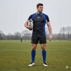 Design dynamique noir & bleu, avec contrastes latéraux